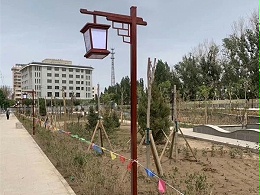 敦煌街心公园惊现鑫永虹照明3米木纹漆庭院灯